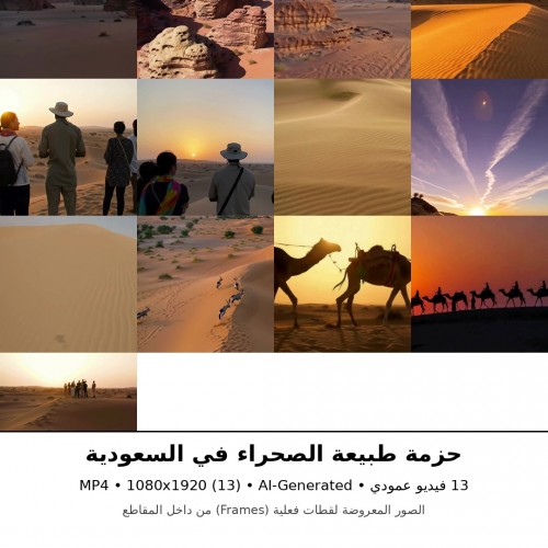 باقة الصحراء السعودية الشاملة – 50 فيديو ستوك عمودي (3 حزم)