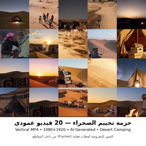 حزمة التخييم الصحراوي السعودية – 20 فيديو ستوك عمودي